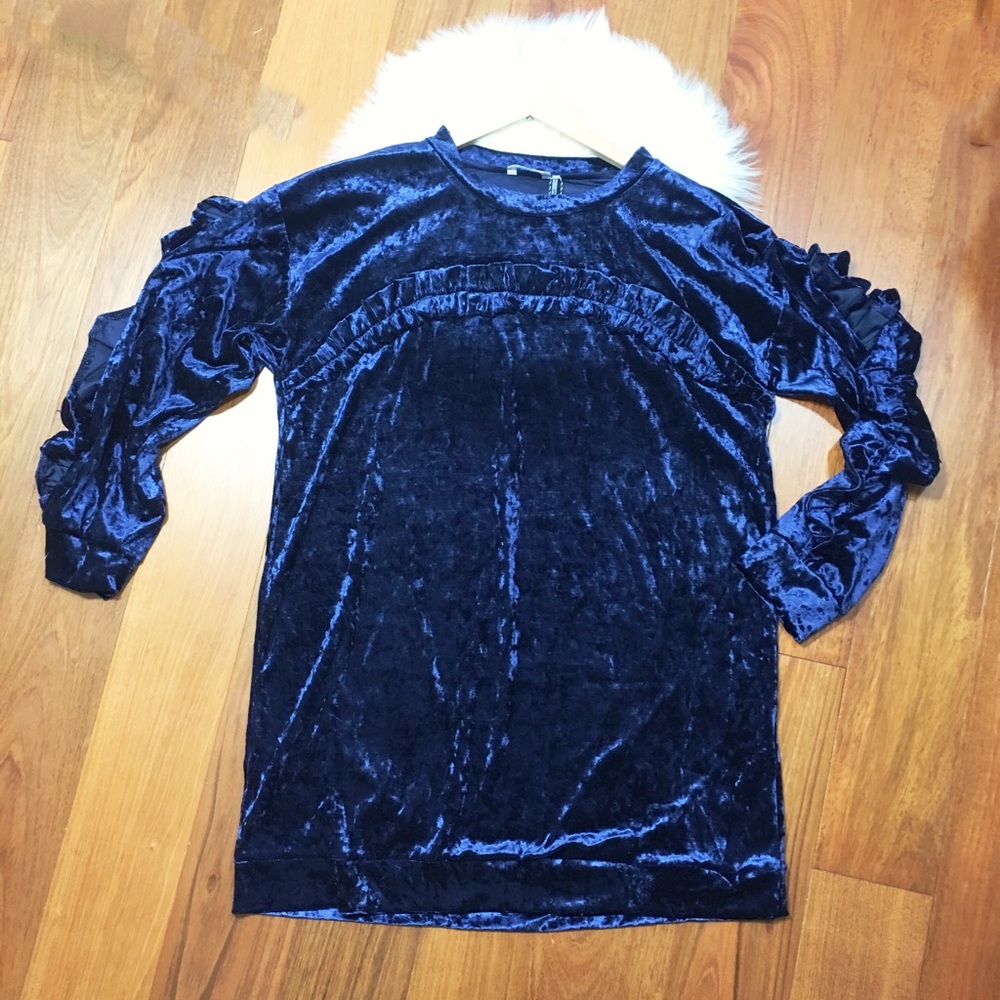 Kaktus Dress crush velvet royal blue sz.L